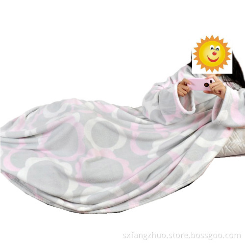 100% double-sided oversized plush wearable TV blanket with sleeves